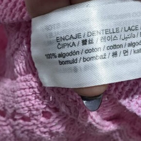 Zara | Short Sleeve Pink Lace Crochet Cardigan - Picture 6 of 11